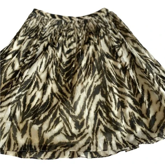 NWT Talbots Tiger Animal Print Cotton Fit & Flare Midi Skirt Women's Size 0P - Picture 3 of 9